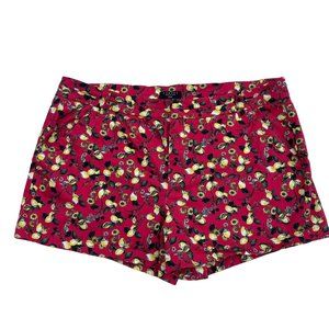 Tinsel Botanical Lemon Fruit Floral Print Shorts Womens 1X Red Pockets High Rise